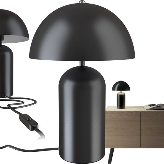 tectake Lampe à poser - Design champignon - 40 W - 25 x 25 x 37 cm - Noir