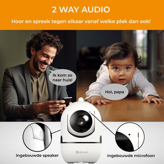 Denver Caméra de sécurité intérieure - Caméra pour animaux - Blanc - 9.20x7.20x16 cm