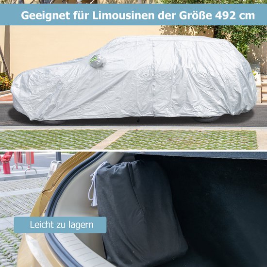 Coast Car Cover Silver - Housse de voiture 3 couches résistante aux intempéries avec fermeture éclair - 431 x 160 x 115 cm
