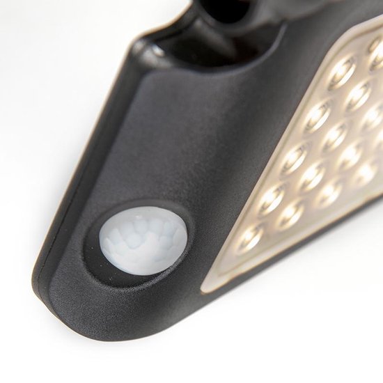 Projecteur LED solaire avec détecteur de mouvement - 3 modes - Sans fil - 1080 lumens - Noir