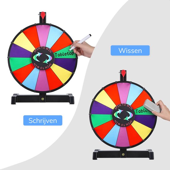 Jespro Wheel of Fortune XL Ø45cm - 14 compartiments d'écriture avec marqueur et gomme