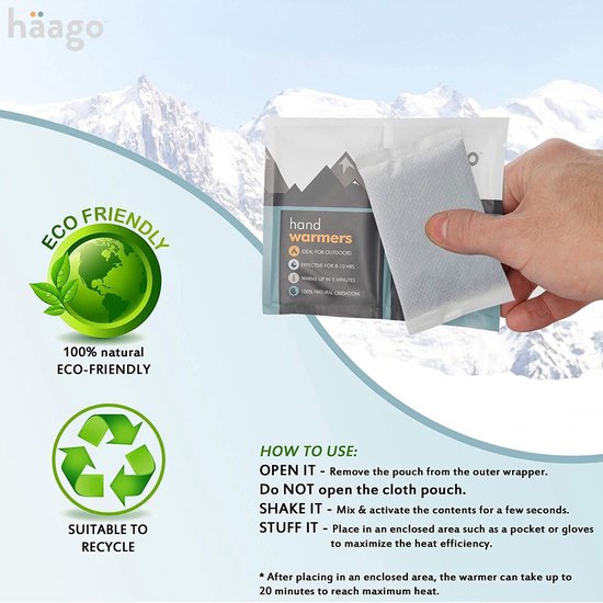 Häago Chauffe-pieds - auto-chauffant - 20 paires - jusqu'à 10 heures - universel - blanc
