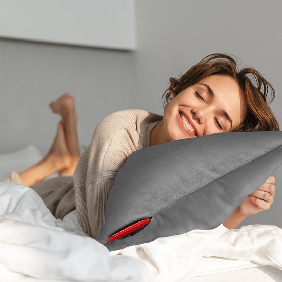 Oreiller chauffant Auronic - Classic - 45x60 cm - Rechargeable - Oreiller électrique - Infrarouge - Gris