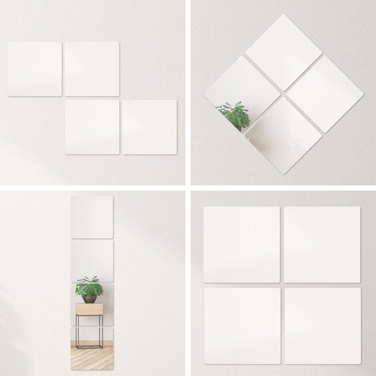 Luft Miroir adhésif 4 pièces - Autocollant - 20x20 CM