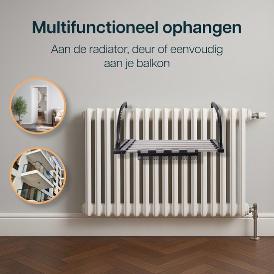 Duna étendoir à linge - 5 mètres de longueur de séchage - pour porte, balcon, radiateur ou escalier - avec crochets repliables et porte-chaussettes - étendoir mural peu encombrant