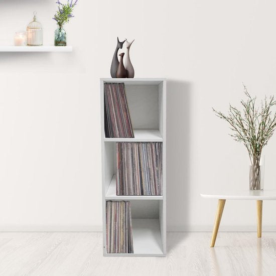 Rangement Vinyle - VDD - Étagère 3 compartiments - 34x34x104 cm - Blanc