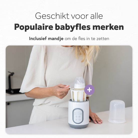 Qwali - Chauffe-biberon et stérilisateur - 37°C - Plastique blanc - Fonction de réchauffage rapide et de maintien au chaud - Portable pour les déplacements - Tasse à mesurer incluse
