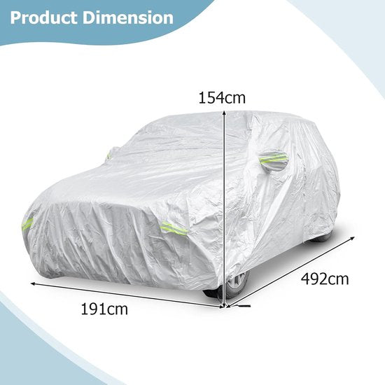 Coast Car Cover Silver - Housse de voiture 3 couches résistante aux intempéries avec fermeture éclair - 431 x 160 x 115 cm