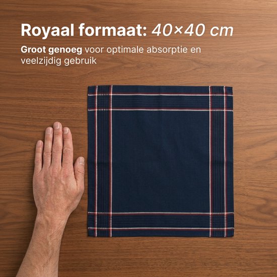 Mouchoirs Luft hommes 100% coton - 14 pièces - 40x40cm - Réutilisable