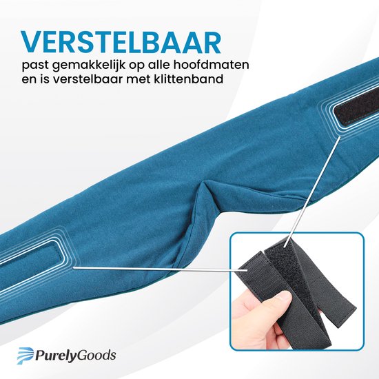 PurelyGoods® Masque de sommeil - Masque pour les yeux - 100% occultant - Masque de sommeil - Hommes et femmes - Ajustable - Coton - Bleu foncé