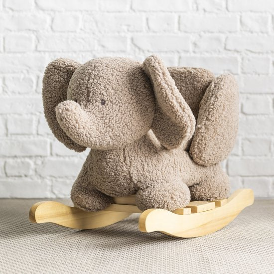Nattou Teddy Elephant Rocking Horse - Animal à bascule avec siège souple 59 x 45 cm - Taupe