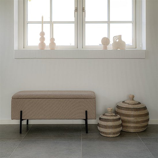 House Nordic Banc Watford Bouclé avec Rangement - Beige - 95x36.5x46cm