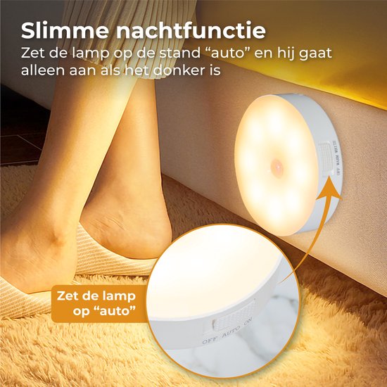 Nuvance - Lampe à Led sans fil - 2 pièces - Lumière blanc chaud - Magnétique - Détecteur jour et nuit - Rechargeable par Usb - Lampe de placard - Lampe murale