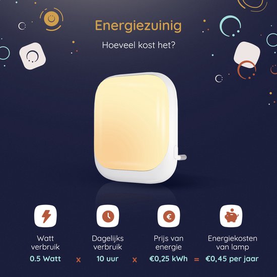 Numsy - Veilleuse automatique pour enfants avec capteur de lumière -14,8x 7,80x 4,3 cm