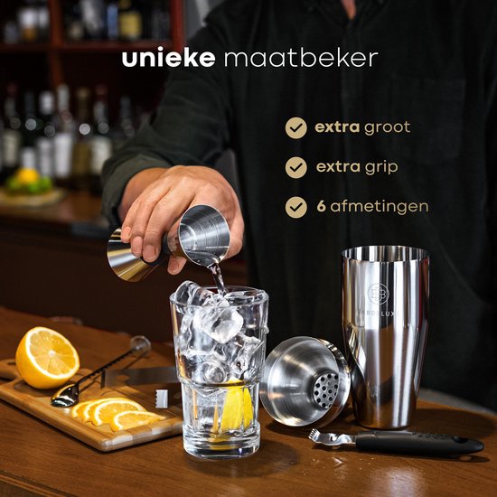 BarDeluxe® Cocktail Set - 12-Piece - Cocktail Shaker Set (750ml) - Luxury Gift Package - Including Dutch Recipe Book