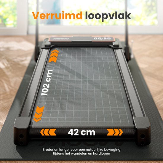 Moovv Tapis de course Smartstep Pro V2 - 1-12 km/h - pliable - 124 x 54 x 105 cm - noir