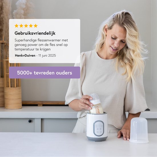Qwali - Chauffe-biberon et stérilisateur - 37°C - Plastique blanc - Fonction de réchauffage rapide et de maintien au chaud - Portable pour les déplacements - Tasse à mesurer incluse