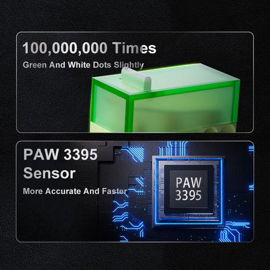 Ajazz AJ179 - Souris de jeu sans fil - 26000DPI - Filaire/2.4G - PAW3395 - Léger 58G - Blanc