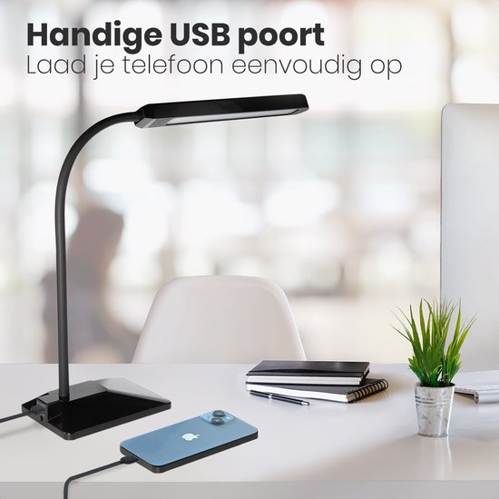 Lampe de bureau Auronic - Réglable - LED - Noir - 66 x 14,5 x 11 cm