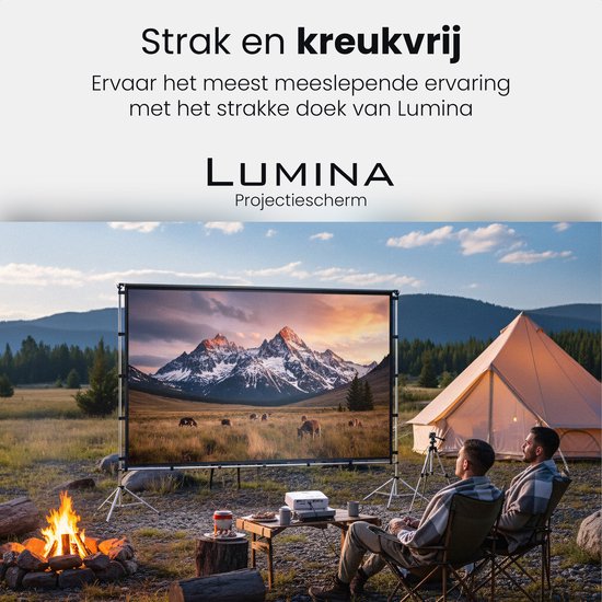 Écran de projection Lumina® 100 pouces – Écran de projection avec trépied – Indéformable – Pliable – Avec sac de transport – Pour l'intérieur et l'extérieur