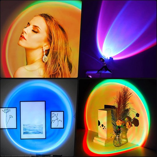 Mobstore Sunset Projector - 16 Colour LED - Rotation 360° - Ø7 x 27 cm - Télécommande incluse - Noir