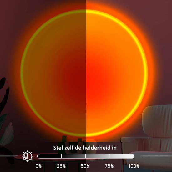 Mobstore Sunset Projector - 16 Colour LED - Rotation 360° - Ø7 x 27 cm - Télécommande incluse - Noir