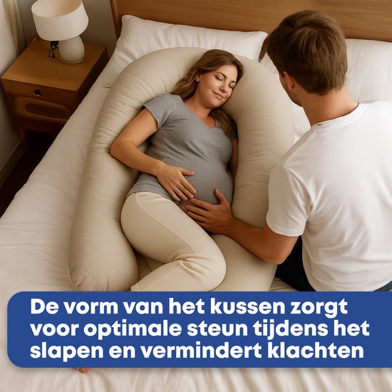 Earkings Pregnancy Pillow Side Sleep Pillow U-shape 140x80 cm Light Grey