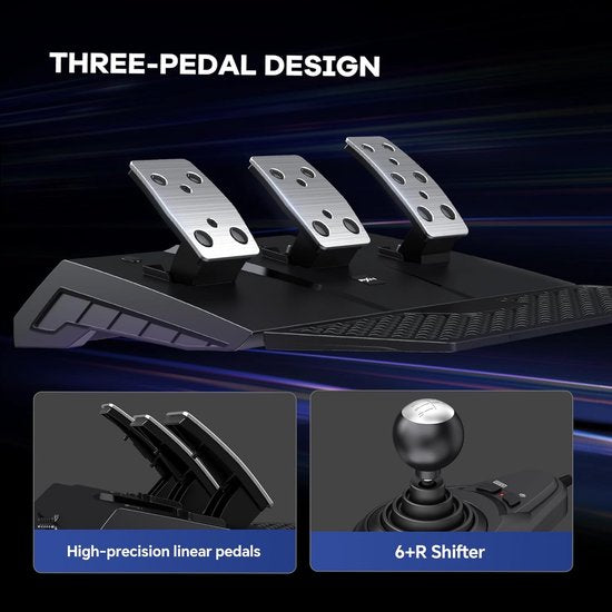 PXN Volant de jeu - V9 Gen 2 - 270/900° - Pédales - Shifter - Multiplateforme - Noir
