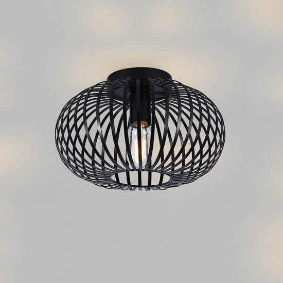 SensaHome 78174BK, plafonnier noir - plafonnier industriel en métal - design rétro en forme de cage métallique - 30 x 30 x 17 cm - 1x E27 40 W - ampoule non comprise**