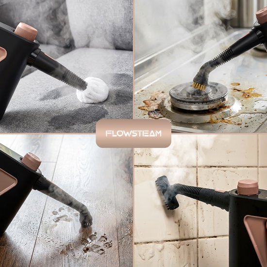 FLOWSTEAM® 9-in-1 Nettoyeur à vapeur portatif - Puissant nettoyeur à vapeur et nettoyeur de taches - 4 bars et vapeur à 110°C - Pour la salle de bain, la cuisine, le canapé et les meubles**.