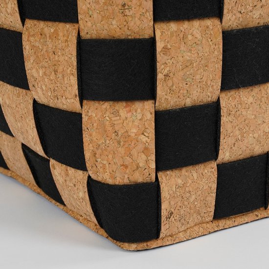 Panier de rangement pour décorations Mica - L40 x L30 x H30 cm - Liège/feutre - Noir - 1 pièce