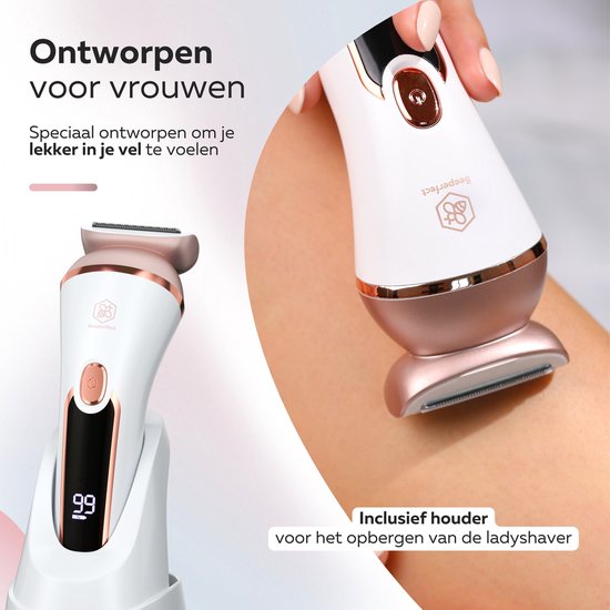 Beeperfect® 3 in 1 Ladyshaves For Women Prime - Rasoir féminin - Tondeuse bikini - Rechargeable - Étanche - 3 accessoires