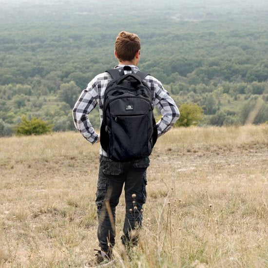 Sac à dos Travelhawk - 36 L - 17 pouces - Gris - Sac à dos pour ordinateur portable - Homme et femme - Hydrofuge - Avec port de recharge USB