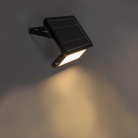 Projecteur LED solaire avec détecteur de mouvement - 3 modes - Sans fil - 1080 lumens - Noir
