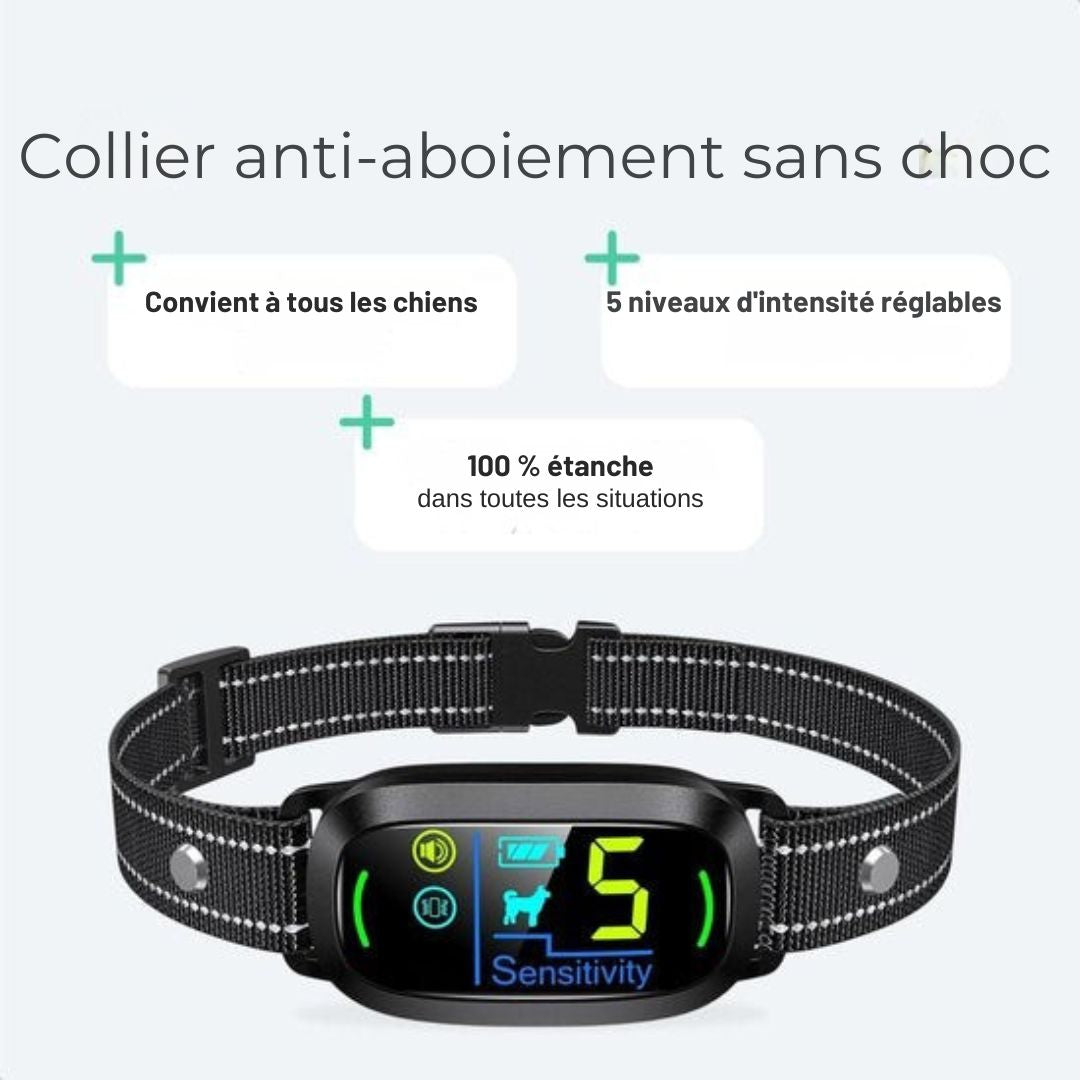 Collier anti-aboiement Pro - Dutchwide - 100% étanche - sans choc - rechargeable - noir