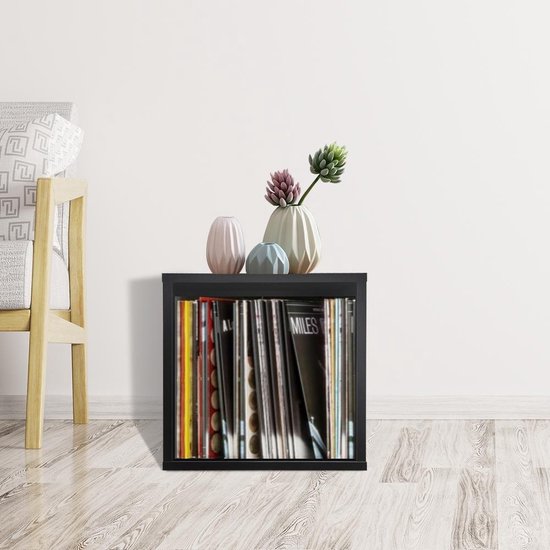 Meuble de rangement pour disques vinyles - Cube - Meuble à disques - Rack de rangement pour disques vinyles - Noir