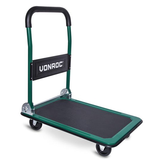 VONROC - TT502XX Chariot à plate-forme - Pliable - max 150kg - Vert - 73x47x82 cm
