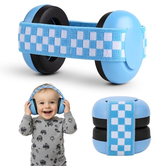 Qwali Protection auditive bébé et enfant - Atténue les bruits forts - 0-3 ans - Sécurité du jeune enfant et de l'enfant - Bleu