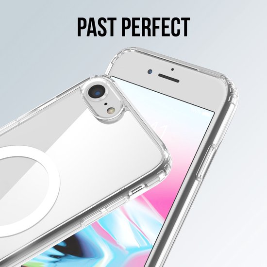 Podec - Étui MagSafe pour téléphone - Iphone SE (2022) - 3 protections d'écran incluses, magnétique, mince - TPU - transparent