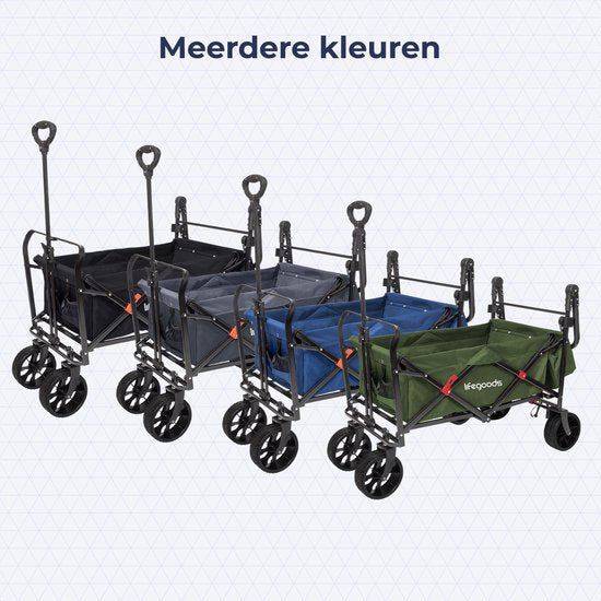 LifeGoods Wagon - roues pivotantes - système de freinage - jusqu'à 120 kg - 120 x 61 x 80 cm - vert
