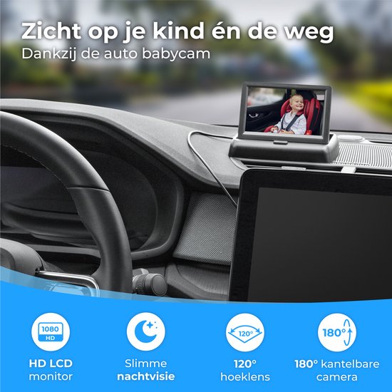 Nuvance Baby Camera - Anti-dérapant et ajustable - 4.5 Inch - Moniteur inclus