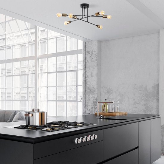 Opviq Lustre noir - 1501 - 40W - Métal - 66 x 66cm - Noir