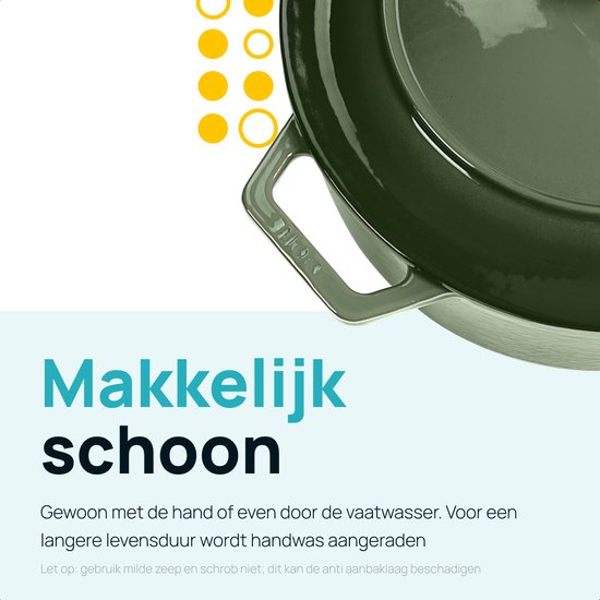 MOA Casserole en fonte - 7,2L - Pour toutes les sources de chaleur y compris l'induction - Avec couvercle - Ø 30cm - Revêtement antiadhésif - Sans BPA ni PFAS - Vert