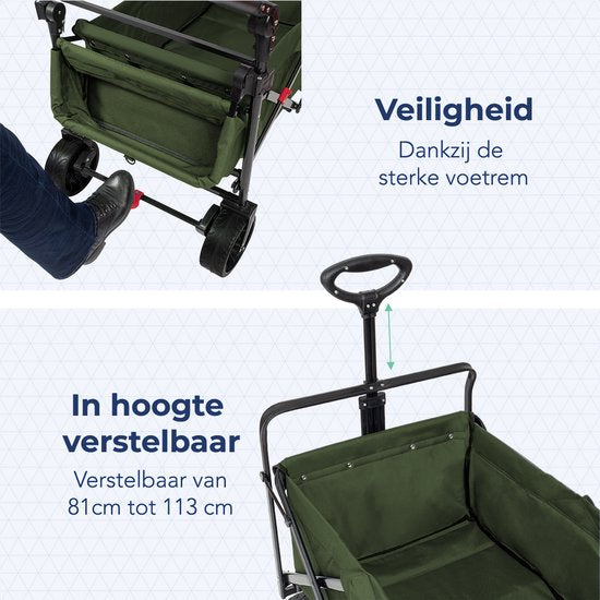 LifeGoods Wagon - roues pivotantes - système de freinage - jusqu'à 120 kg - 120 x 61 x 80 cm - vert