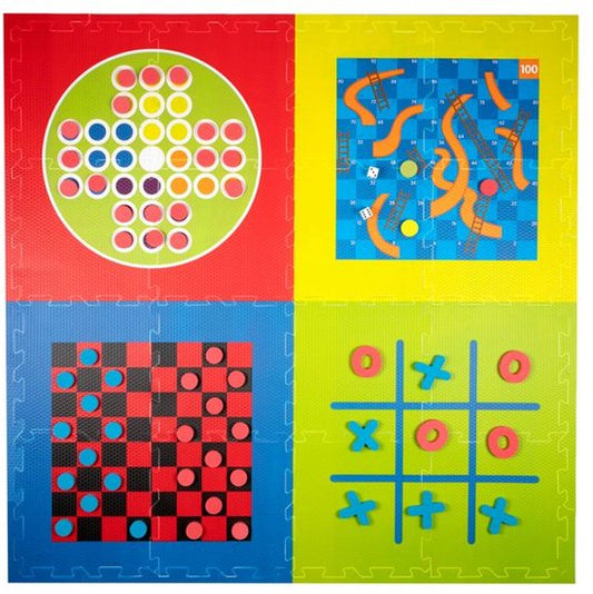 Lifetime Games Playmat 4-in-1 Games - 119 x 119 x 1 CM - 4 jeux avec pièces de jeu - Couleurs de base