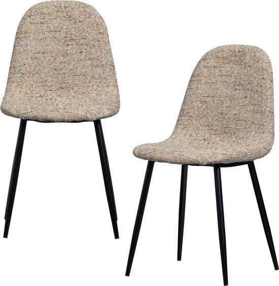 chaise de salle à manger Marije - Chenille - Naturelle - Lot de 4