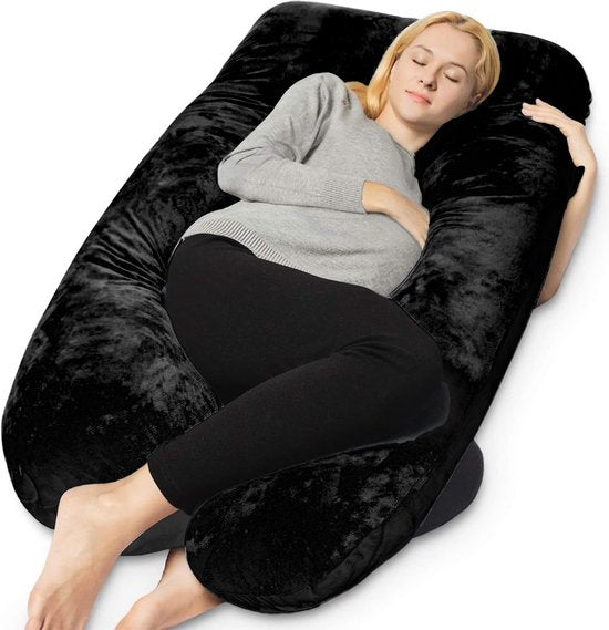 Earkings Oreiller - 140x80cm - Noir - Forme en U - Sans contenu