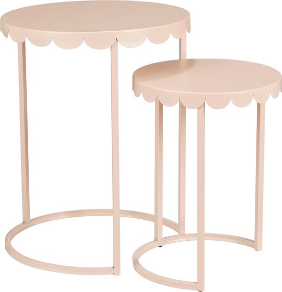 Table d'appoint - Mica Decorations - Lot de 2 - H51 x Ø40 cm - Métal - Rose clair
