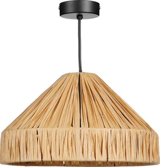 Mica Decorations Elisa Lampe pendante - H18 x Ø30 cm - Raphia - Marron clair