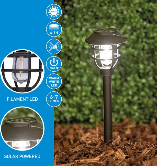 Lanterne solaire Grundig - 6-7 lumens - 6-8 heures de durée d'éclairage - Sans prise - Noir